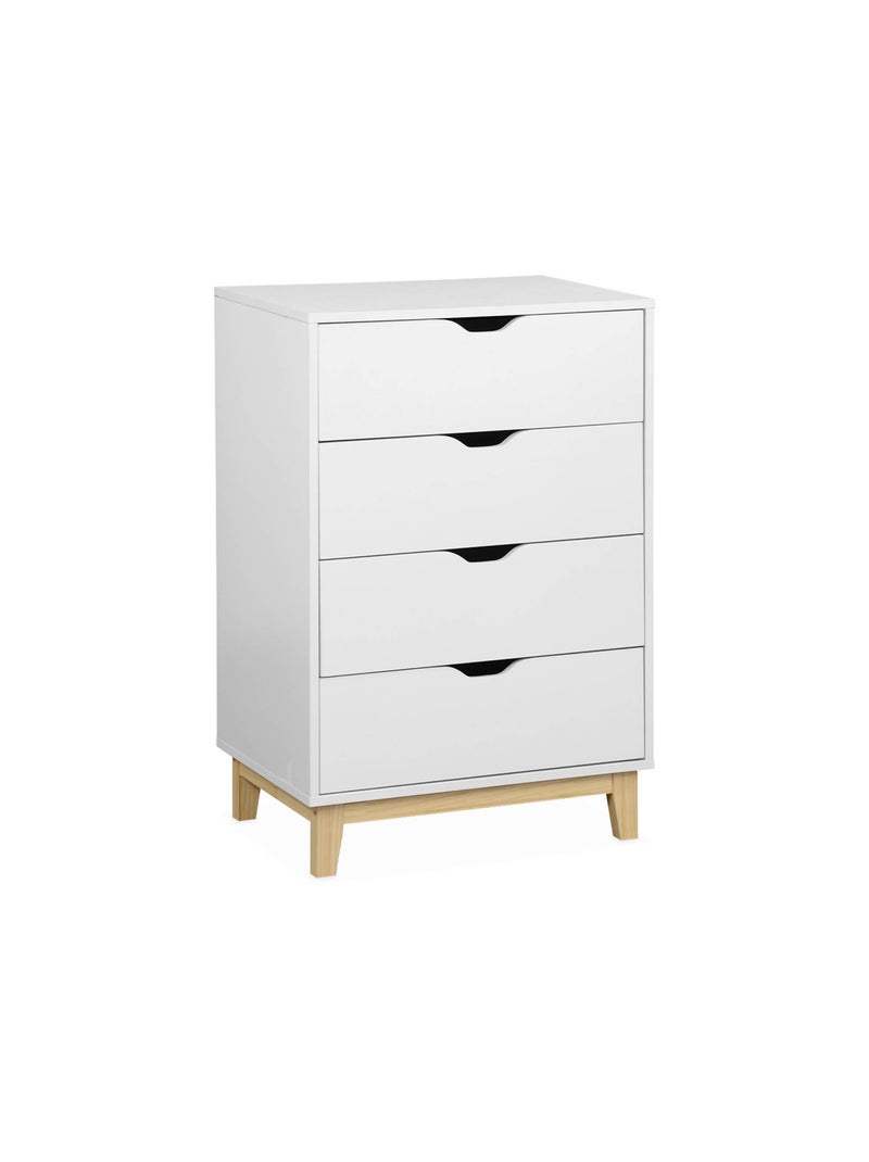 Commode décor bois 4 tiroirs Floki Blanc - Kiabi