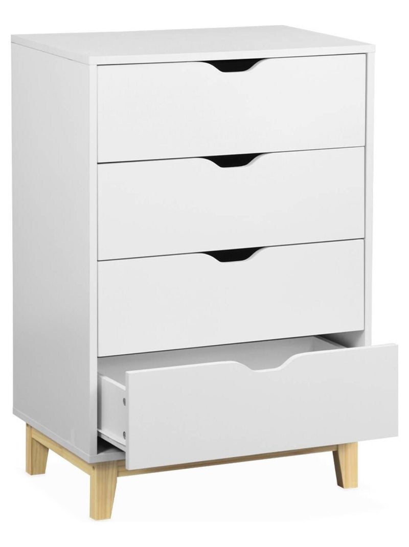 Commode décor bois 4 tiroirs Floki Blanc - Kiabi