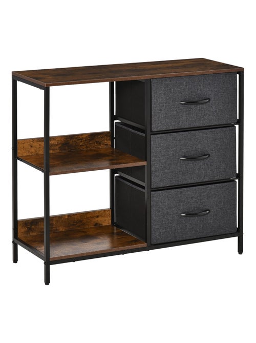 Commode design - 3 tiroirs, 2 étagères - métal MDF non tissé - Kiabi