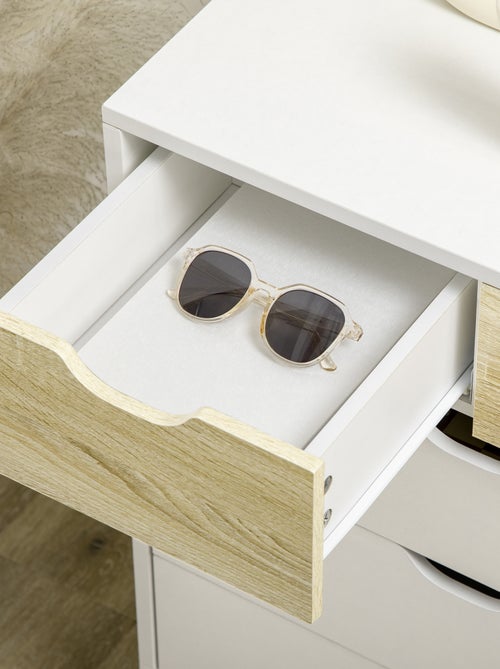 Commode design scandinave 5 tiroirs bois blanc aspect bois clair - Kiabi