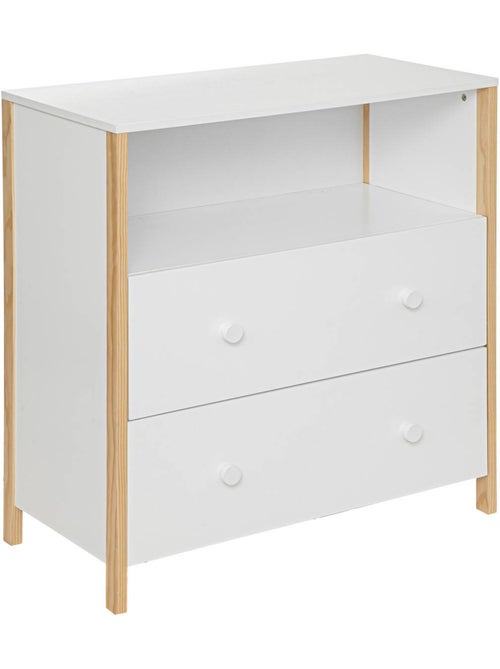 Commode enfant 2 tiroirs 1 étagère en bois kima - Kiabi