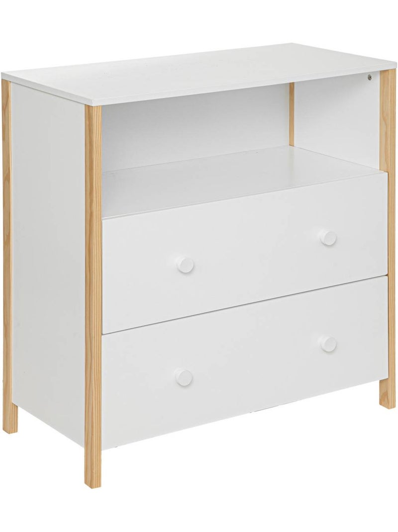 Commode enfant 2 tiroirs 1 étagère en bois kima Blanc - Kiabi