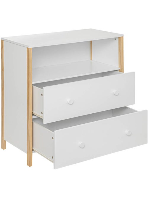 Commode enfant 2 tiroirs 1 étagère en bois kima - Kiabi
