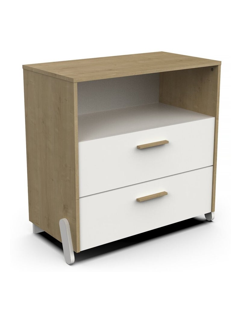 Commode enfant 2 tiroirs et une niche Blanc - Kiabi