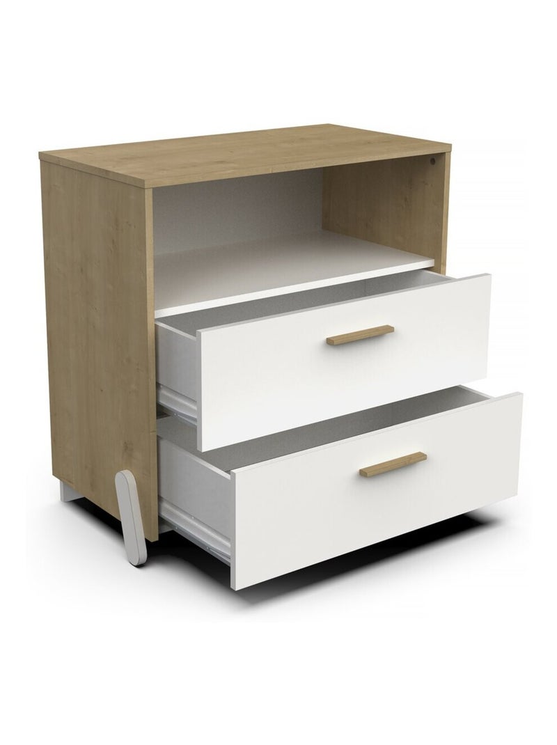 Commode enfant 2 tiroirs et une niche Blanc - Kiabi