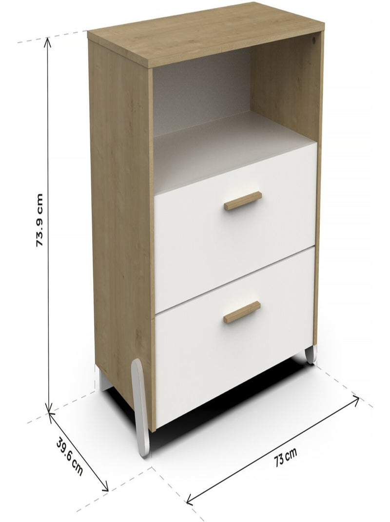 Commode enfant 2 tiroirs et une niche Blanc - Kiabi