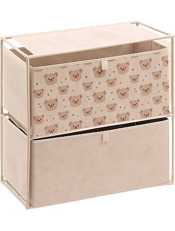 Commode enfant 2 tiroirs imprimé ourson tissa
