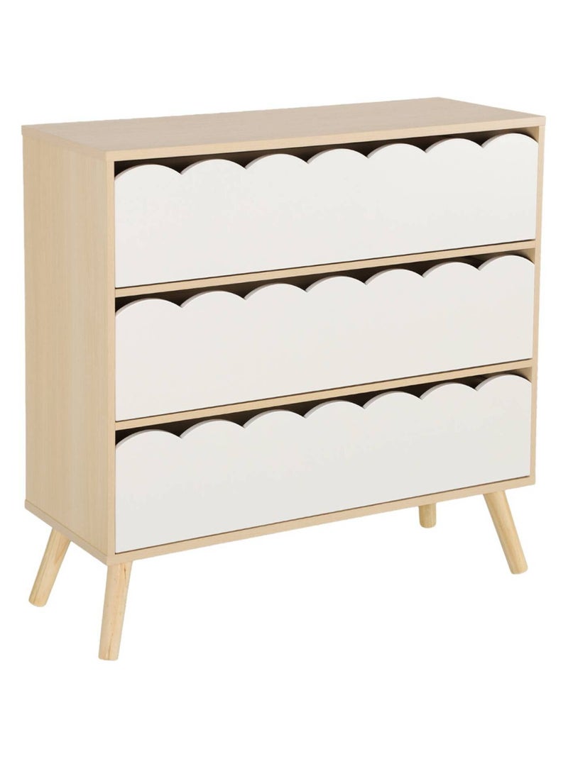 Commode enfant décor bois 3 tiroirs Azur Blanc - Kiabi