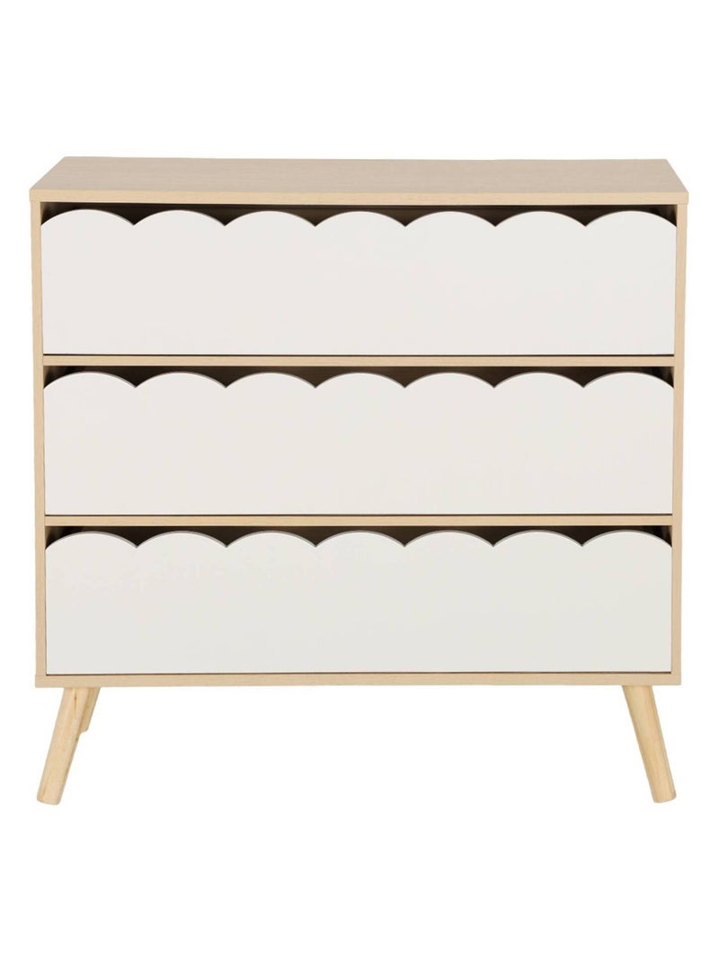 Commode enfant décor bois 3 tiroirs Azur Blanc - Kiabi