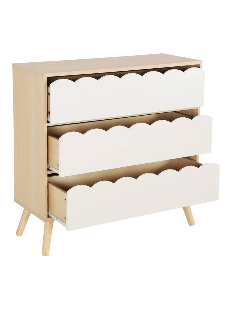 Commode enfant décor bois 3 tiroirs Azur Blanc - Kiabi