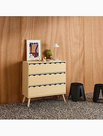 Commode enfant décor bois 3 tiroirs Azur