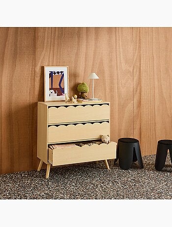 Commode enfant décor bois 3 tiroirs Azur