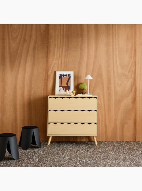 Commode enfant décor bois 3 tiroirs Azur - Kiabi