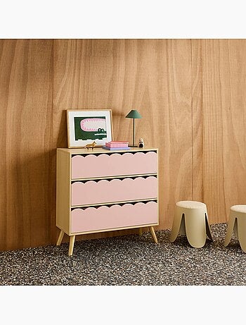 Commode enfant décor bois 3 tiroirs Azur