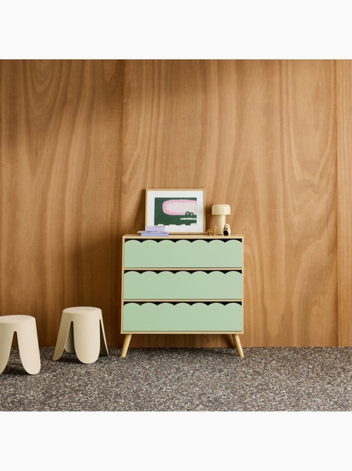 Commode enfant décor bois 3 tiroirs Azur - Kiabi