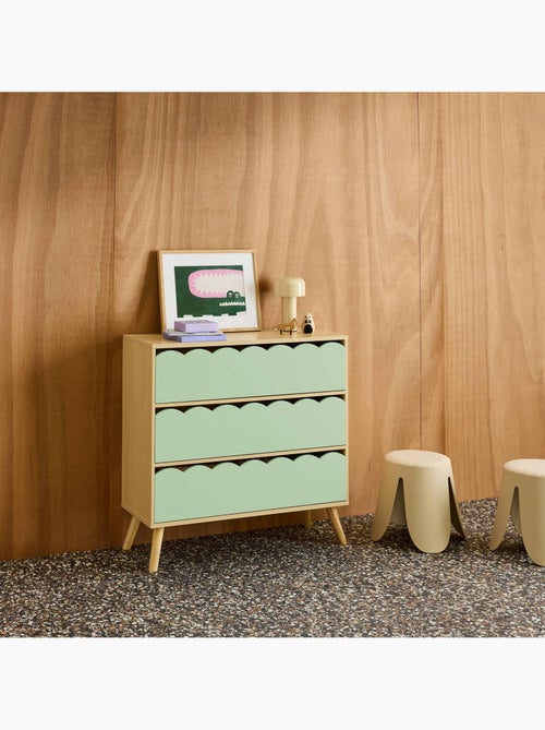 Commode enfant décor bois 3 tiroirs Azur - Kiabi