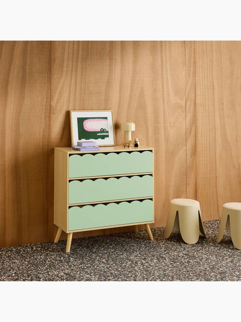 Commode enfant décor bois 3 tiroirs Azur Vert - Kiabi