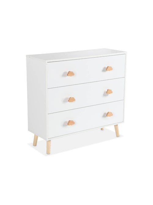 Commode enfant décor bois 3 tiroirs poignées nuage Nephos - Kiabi