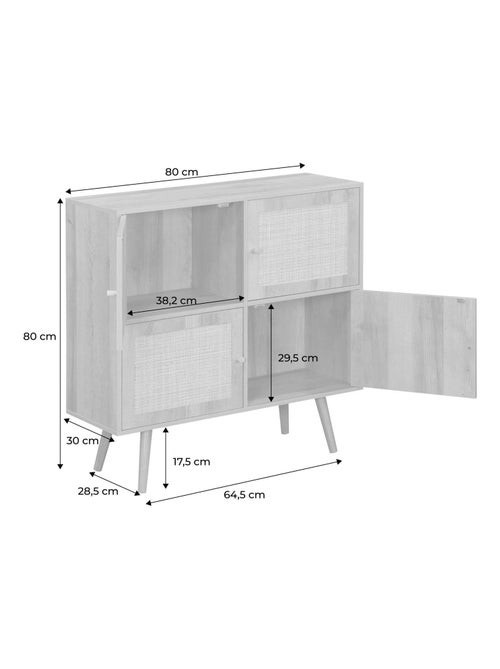 Commode enfant décor bois et cannage 4 portes Bohème - Kiabi