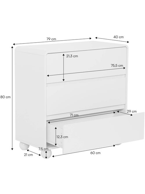 Commode enfant décor bois laqué 3 tiroirs noushka - Kiabi Commode enfant décor bois laqué 3 tiroirs noushka - Kiabi