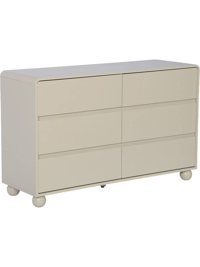 Commode enfant décor bois laqué 6 tiroirs noushka Beige - Kiabi