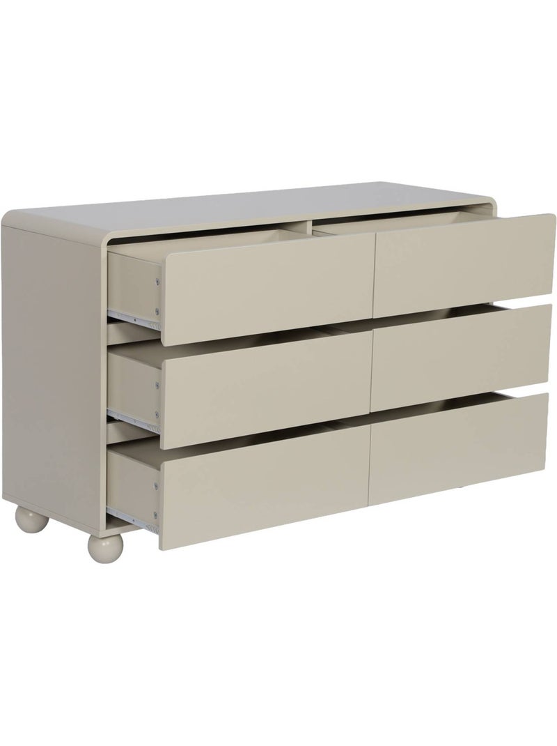 Commode enfant décor bois laqué 6 tiroirs noushka Beige - Kiabi