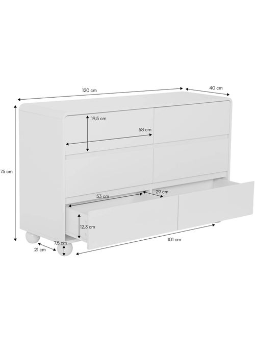 Commode enfant décor bois laqué 6 tiroirs noushka - Kiabi Commode enfant décor bois laqué 6 tiroirs noushka - Kiabi