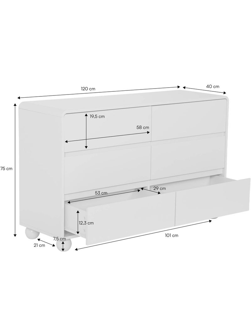 Commode enfant décor bois laqué 6 tiroirs noushka Beige - Kiabi