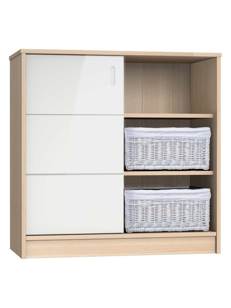 Commode java 3 niches et 1 porte coulissante Blanc - Kiabi