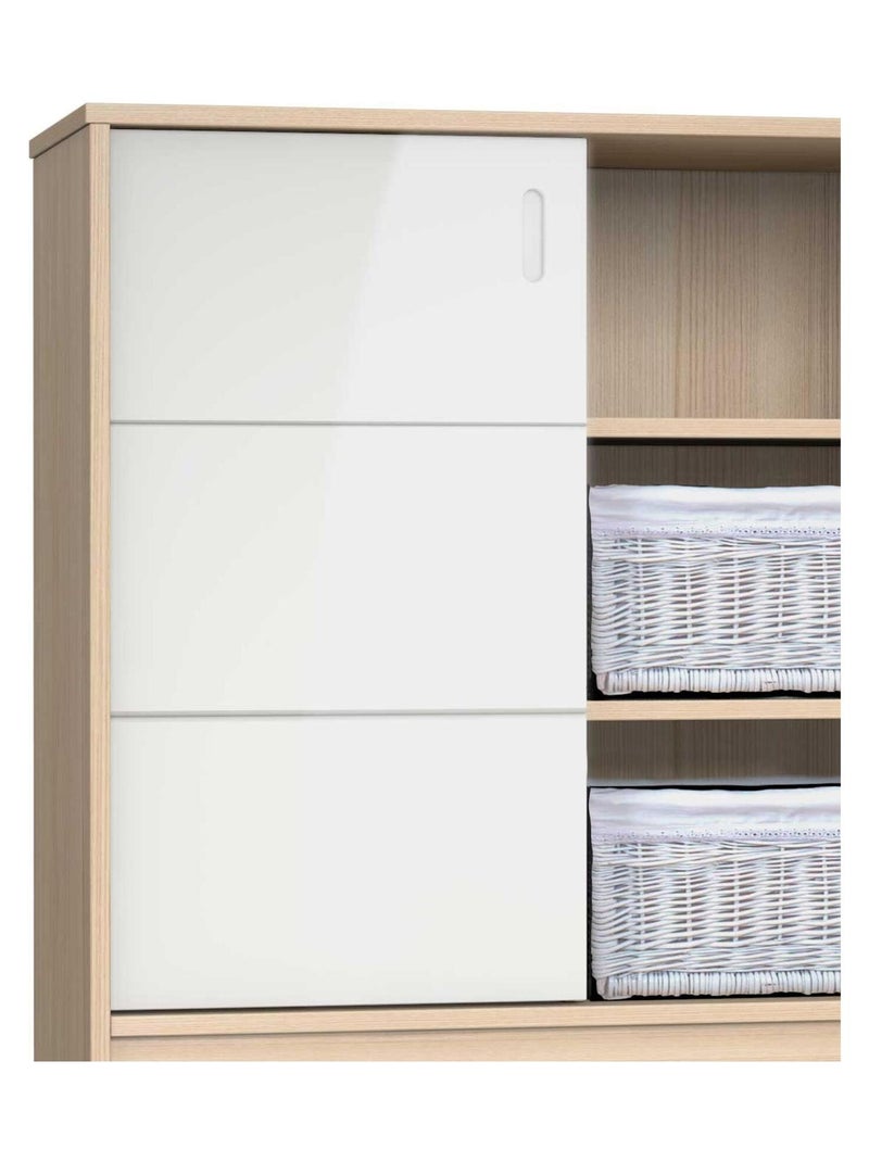 Commode java 3 niches et 1 porte coulissante Blanc - Kiabi