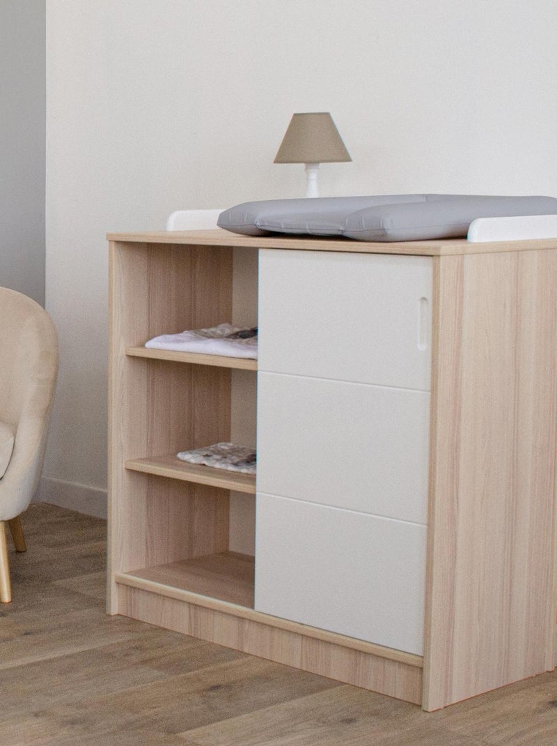 Commode java 3 niches et 1 porte coulissante Blanc - Kiabi