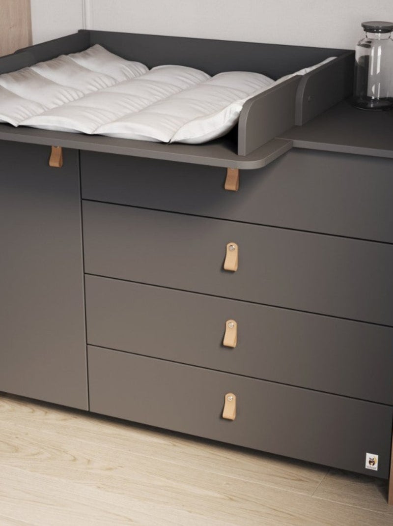 Commode large 120cm avec plan à langer YappyÉtude gris anthracite - Kiabi