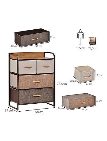 Commode meuble de rangement 4 tiroirs 58 x 29 x 78,5 cm