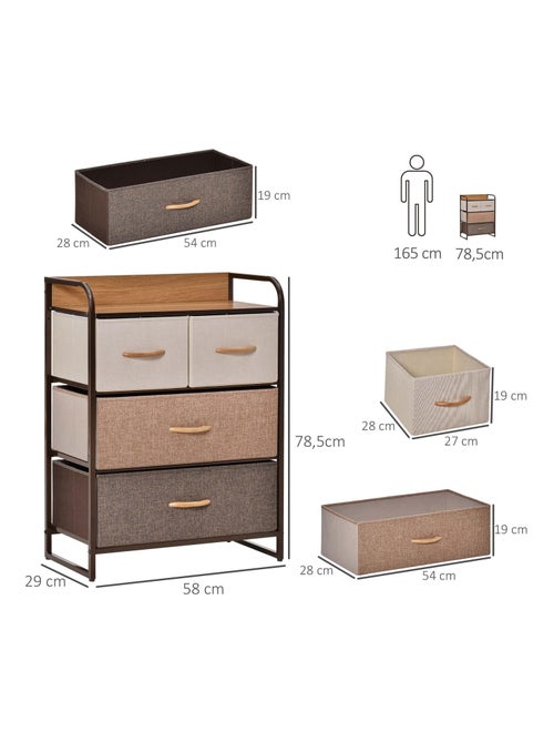 Commode meuble de rangement 4 tiroirs 58 x 29 x 78,5 cm - Kiabi