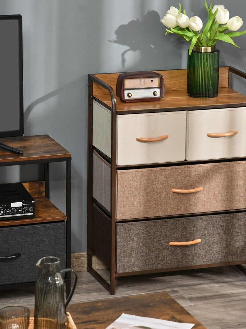 Commode meuble de rangement 4 tiroirs 58 x 29 x 78,5 cm Beige - Kiabi