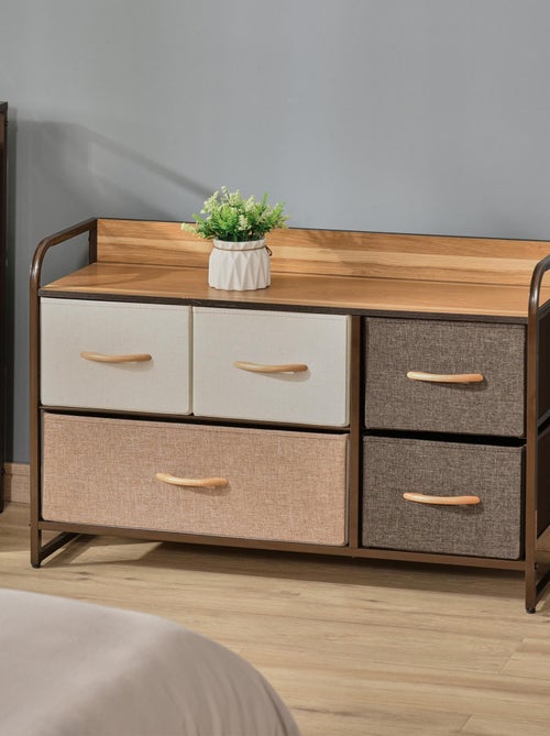 Commode meuble de rangement 5 tiroirs 87,5 x 29 x 58 cm - Kiabi