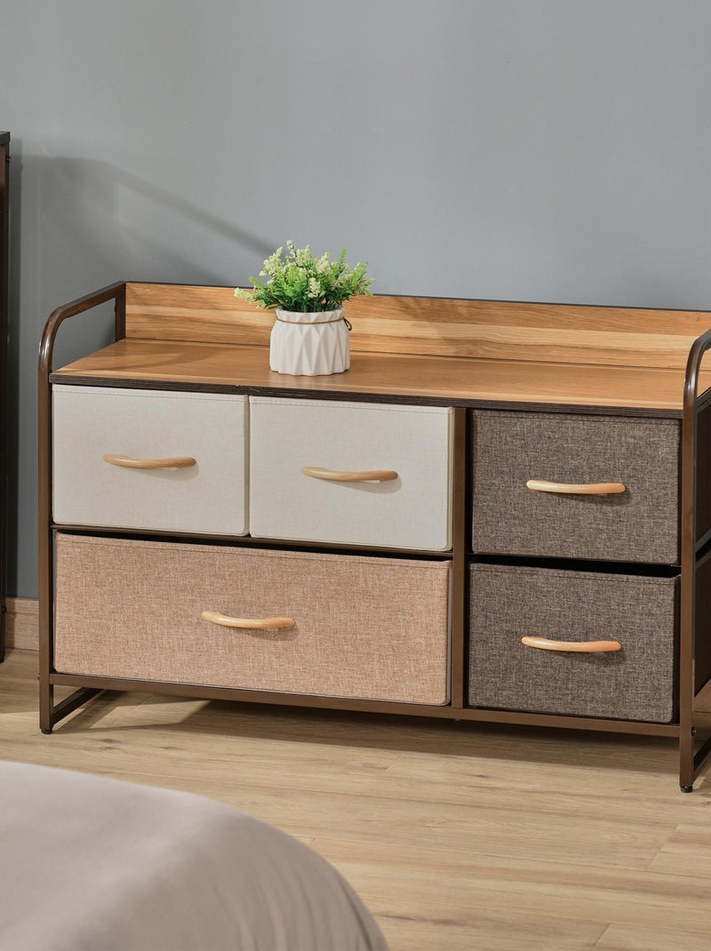 Commode meuble de rangement 5 tiroirs 87,5 x 29 x 58 cm Marron - Kiabi