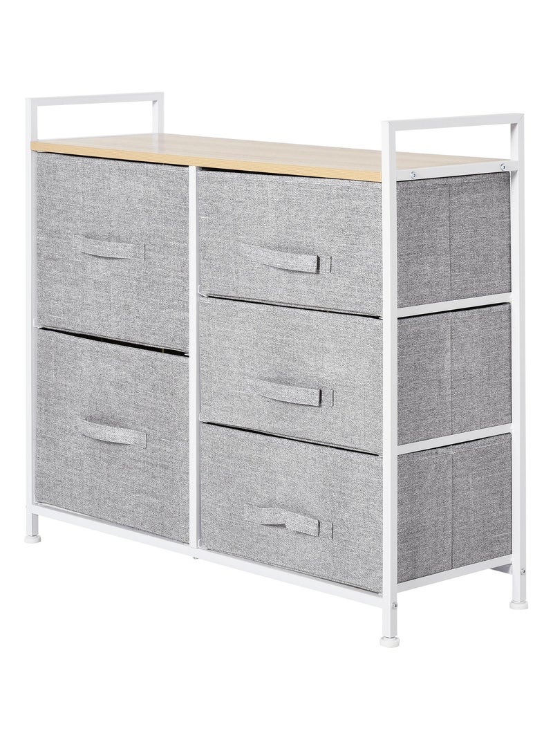 Commode Meuble de Rangement 5 Tiroirs Amovibles pour Chambre Salon Cuisine 83 x 29 x 77 cm Gris Gris - Kiabi
