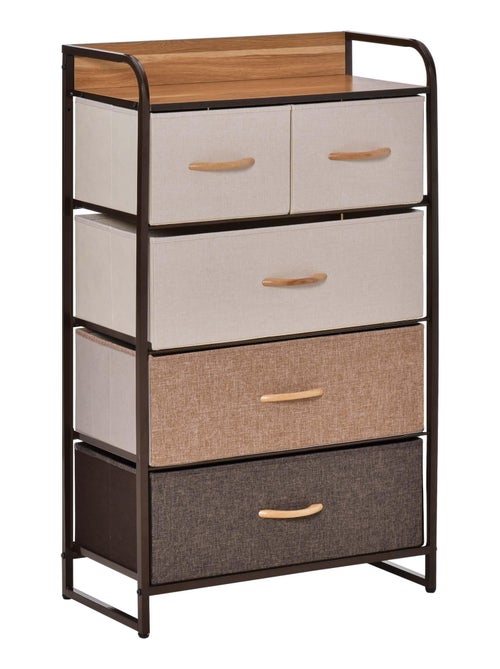 Commode meuble de rangement 5 tiroirs pliables en tissu 58 x 29 x 99 cm - Kiabi