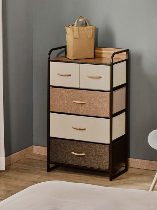 Commode meuble de rangement 5 tiroirs pliables en tissu 58 x 29 x 99 cm - Kiabi