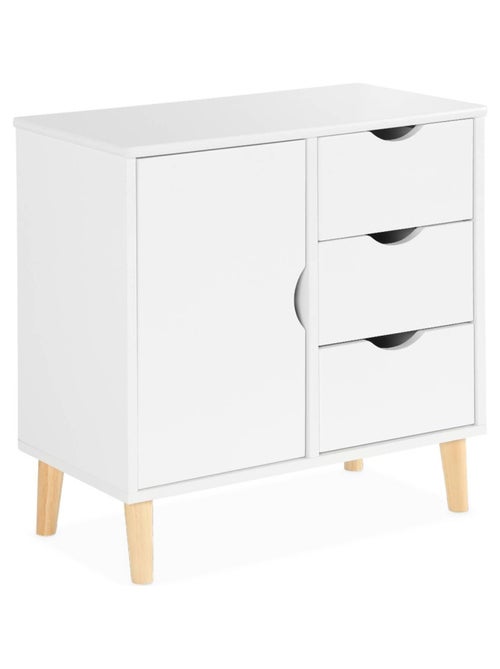 Commode pour enfant décor bois 1 porte 3 tiroirs Tobias - Kiabi