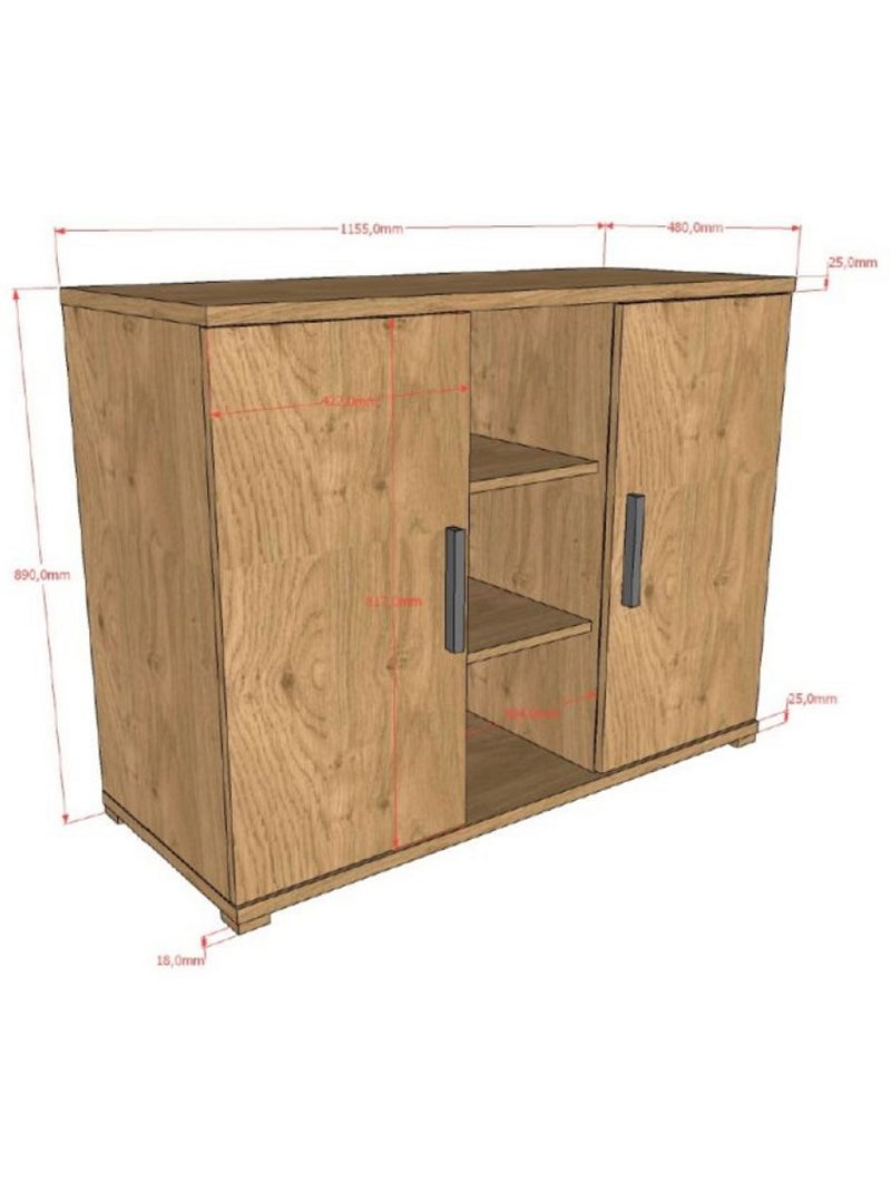 Commode sam 2 portes - rangement assorti Marron - Kiabi