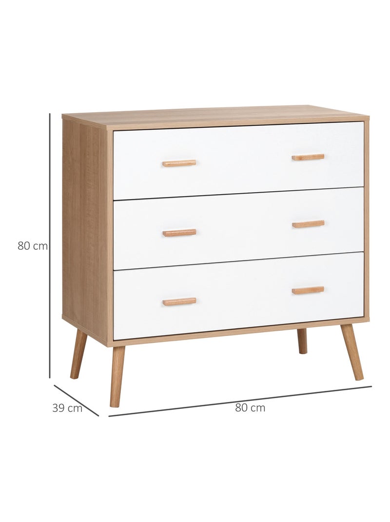 Commode scandinave sur pieds 3 tiroirs blanc aspect bois clair Beige - Kiabi