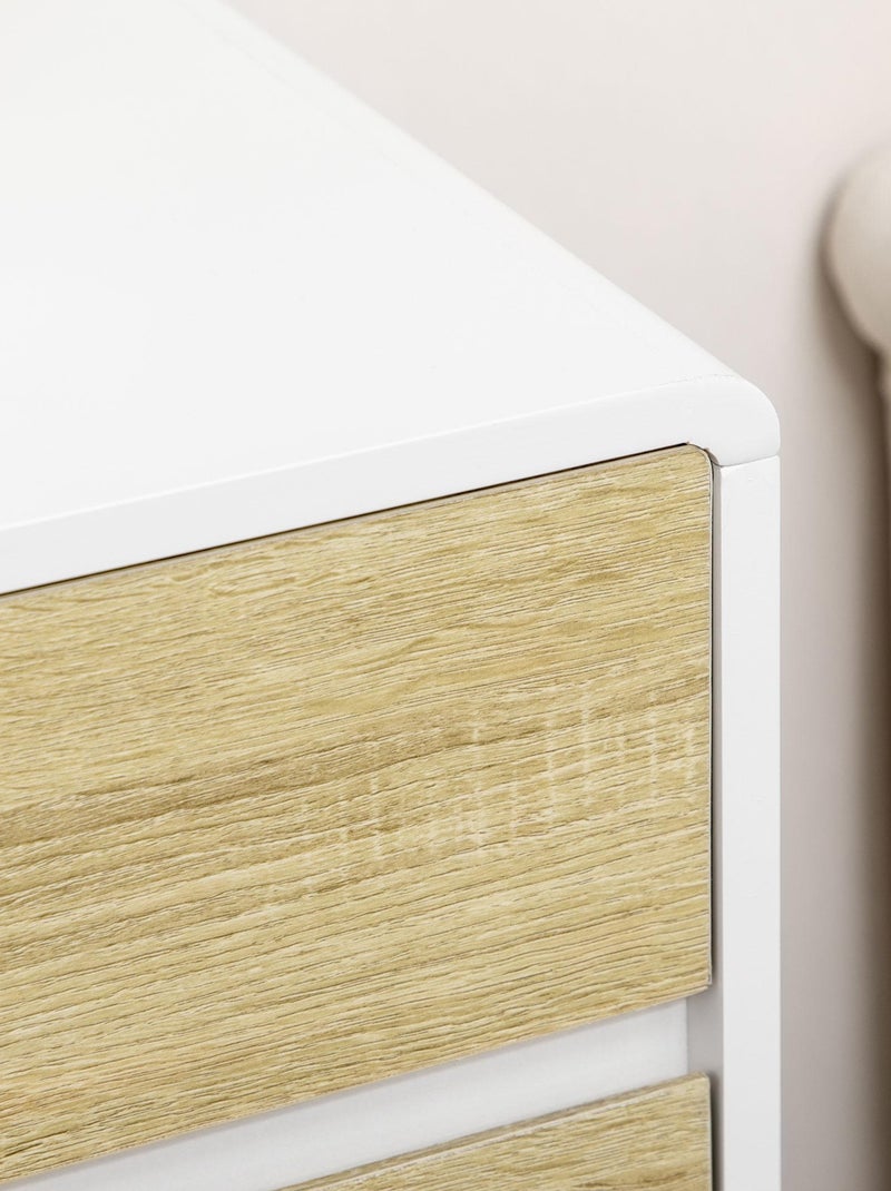 Commode scandinave sur pieds 6 tiroirs blanc aspect chêne clair Beige - Kiabi