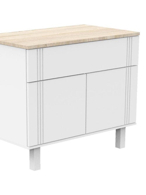 Commode un tiroir et 2 portes avec rainures - SAUTHON - Kiabi