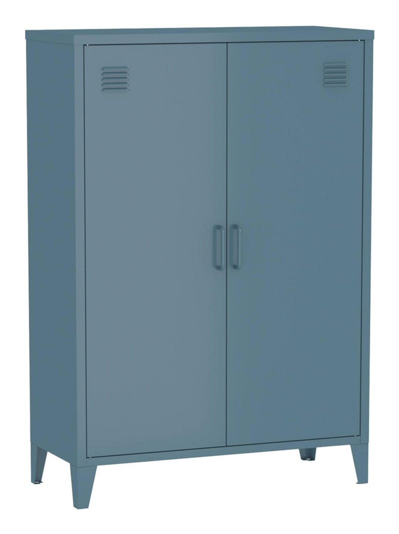 Commode/armoire en métal, 2 espaces de rangement  Soho Bleu pétrole - Kiabi