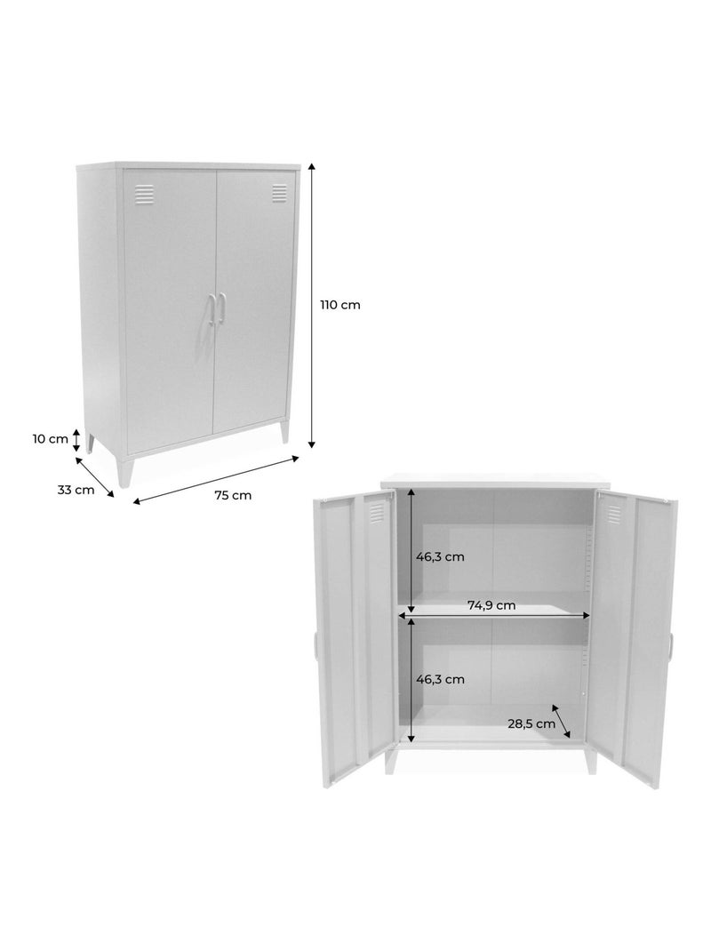 Commode/armoire industrielle métal 2 portes Soho Rose - Kiabi