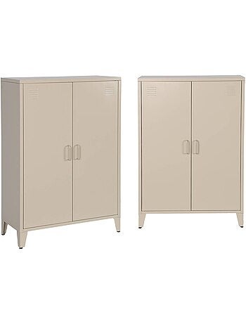 Commode/armoire métal 2 portes (lot de 2) soho