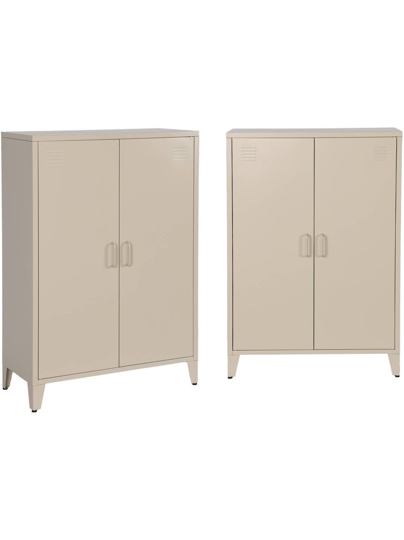 Commode/armoire métal 2 portes (lot de 2) soho Beige - Kiabi