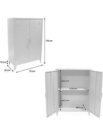 Commode/armoire métal 2 portes (lot de 2) soho